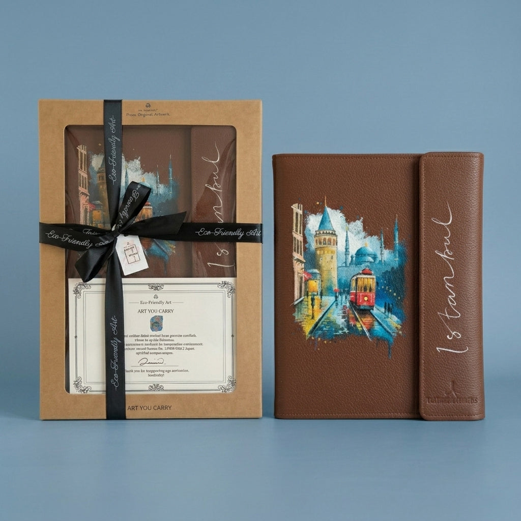 Hand-Painted Leather Folder – Istanbul