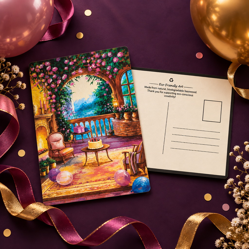 Birthday-Wooden Postcard