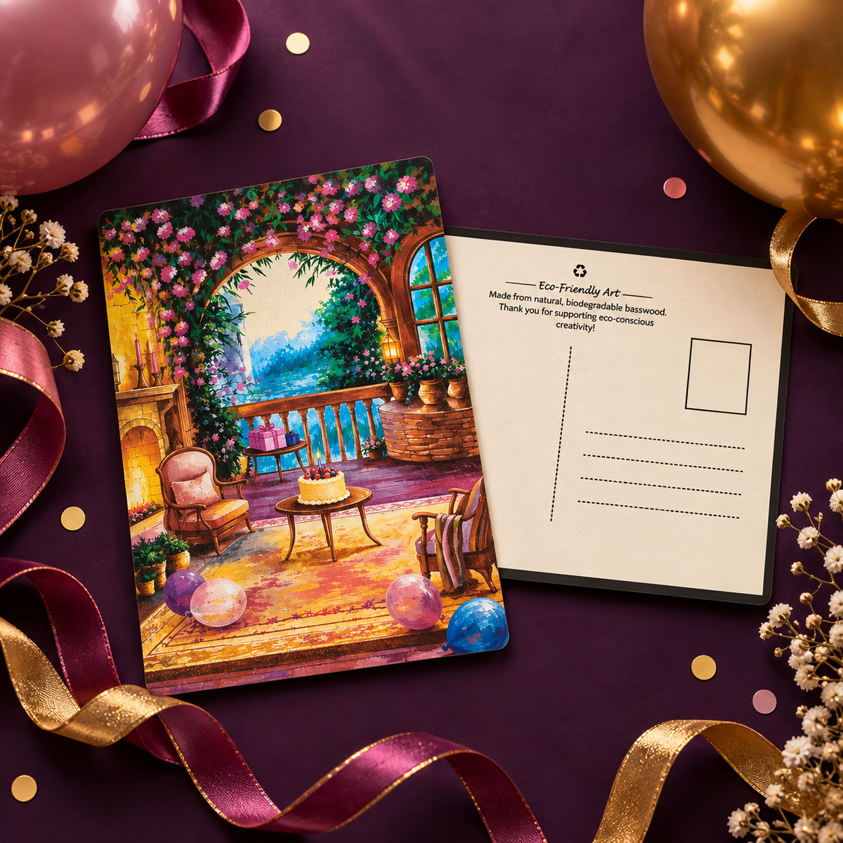 Birthday-Wooden Postcard