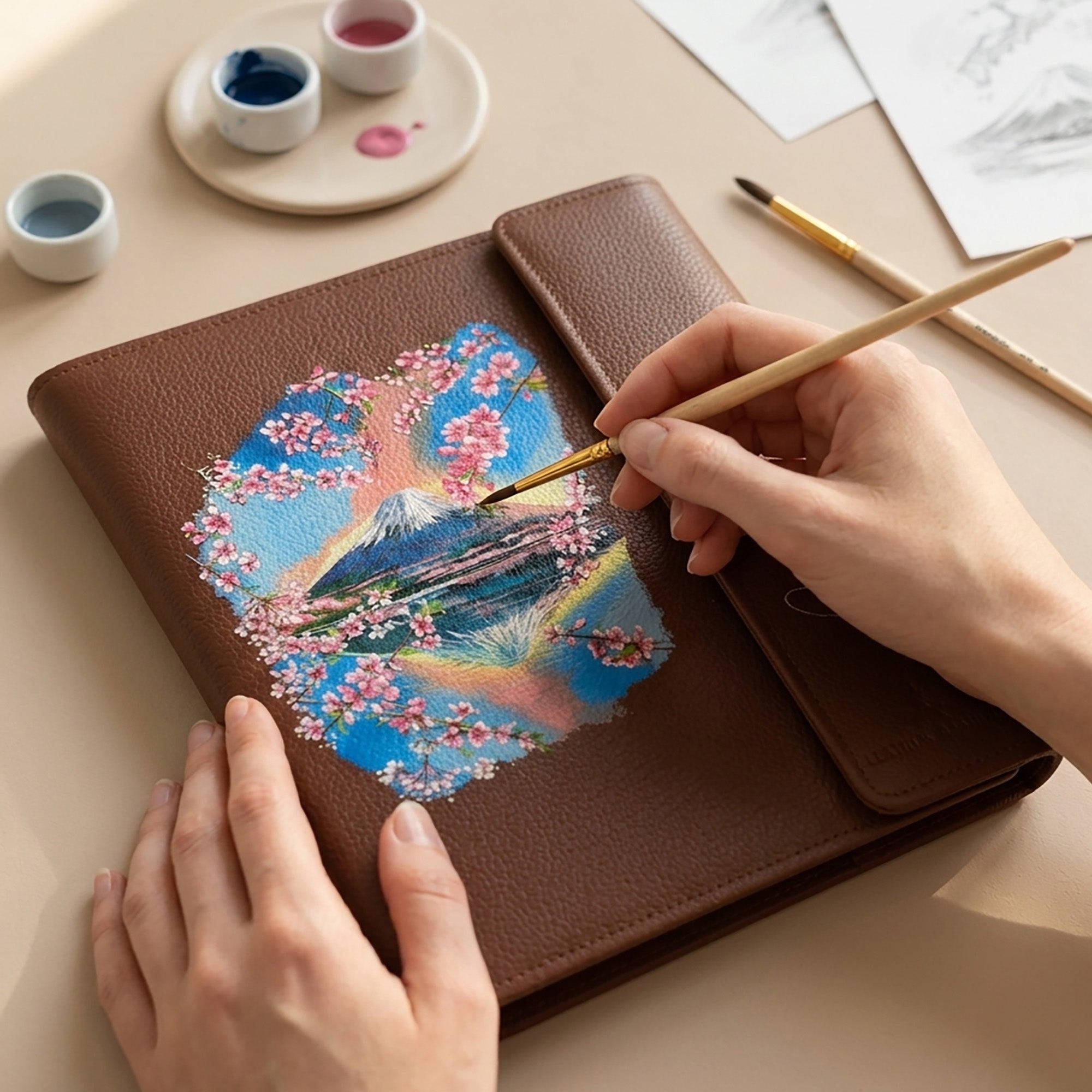 Hand-Painted Leather Folder – JAPAN
