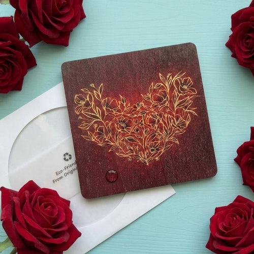 Blooming Heart – Wooden Postcard