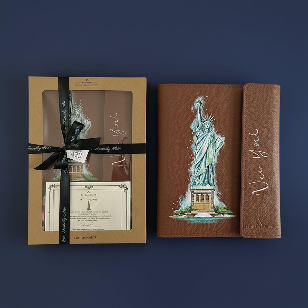 Hand-Painted Leather Folder – Newyork