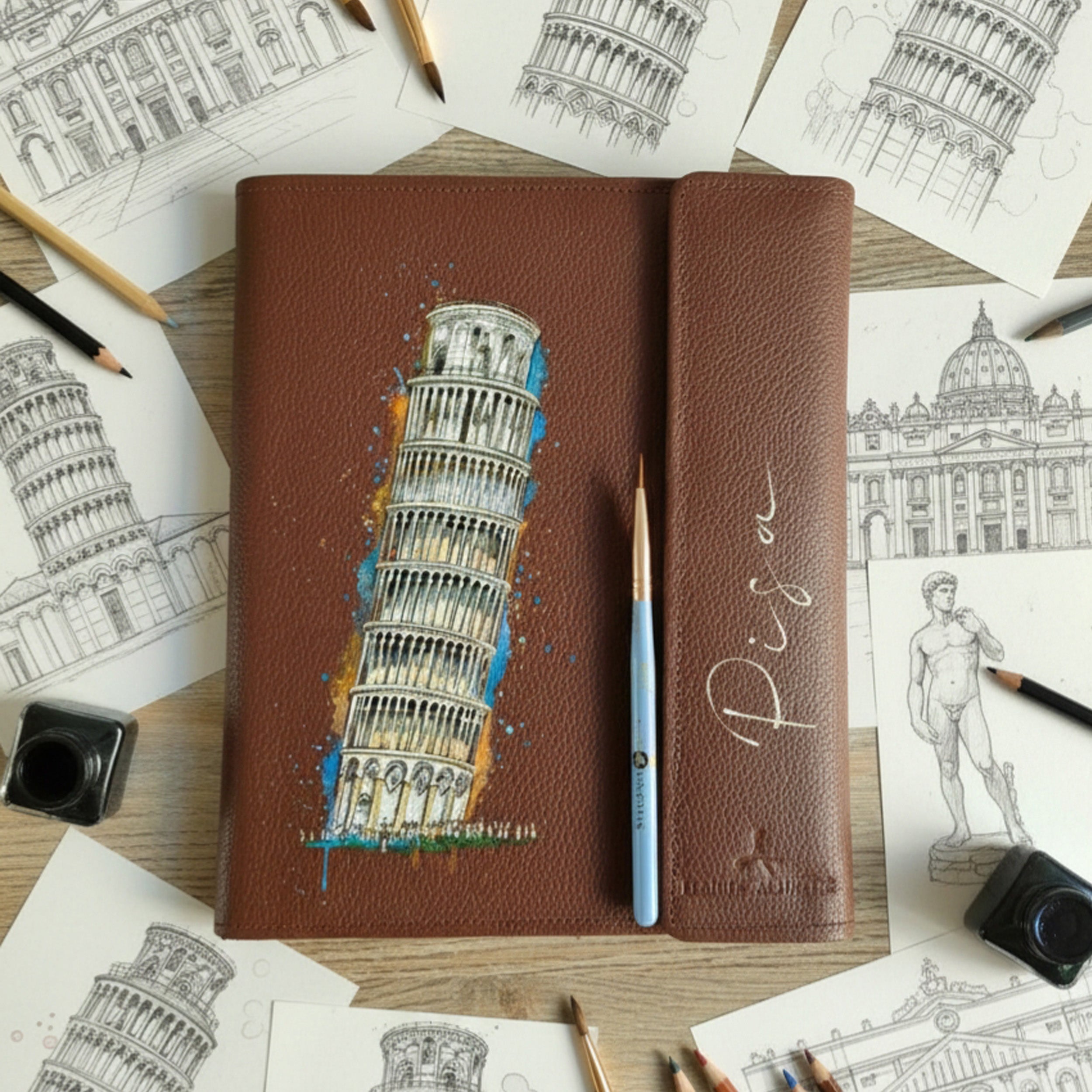 Hand-Painted Leather Folder – Italy