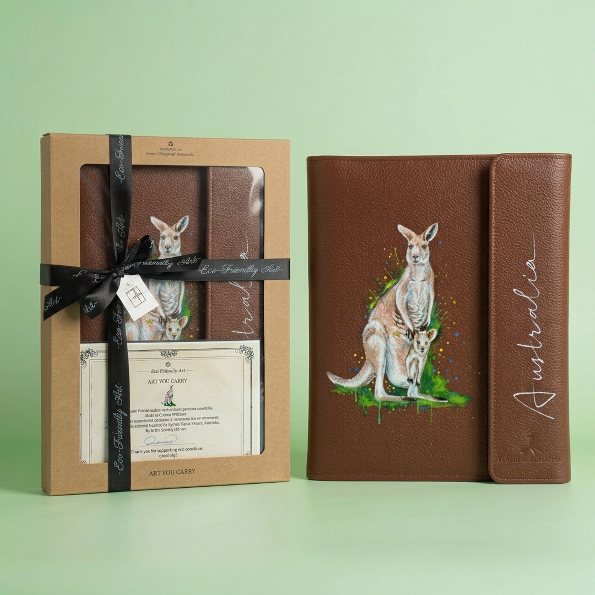 Hand-Painted Leather Folder – Australia