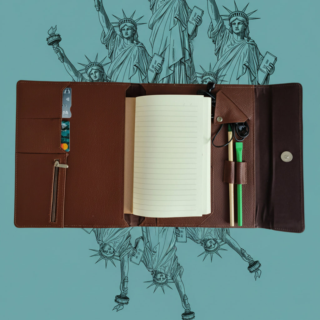 Hand-Painted Leather Folder – Newyork