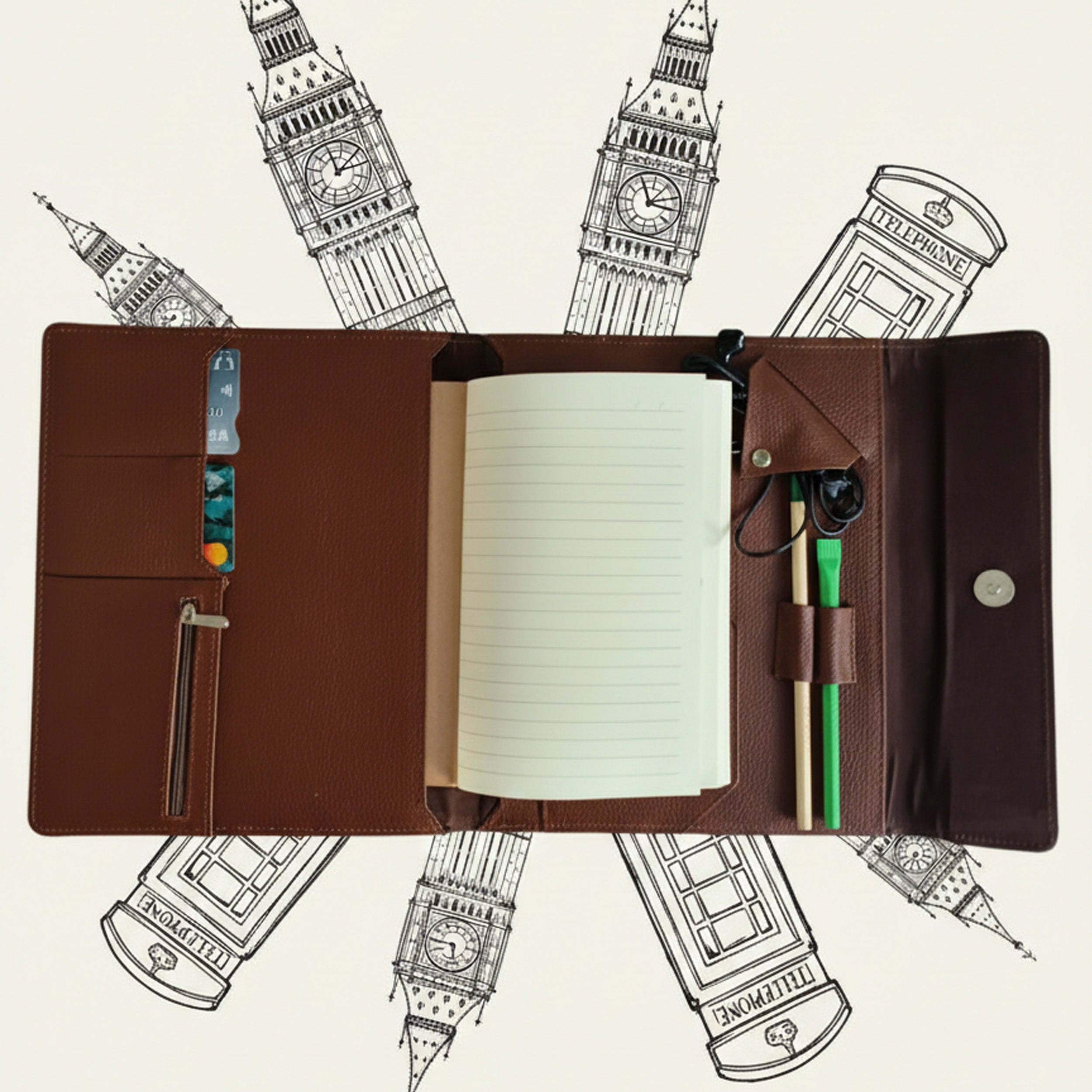 Hand-Painted Leather Folder – London