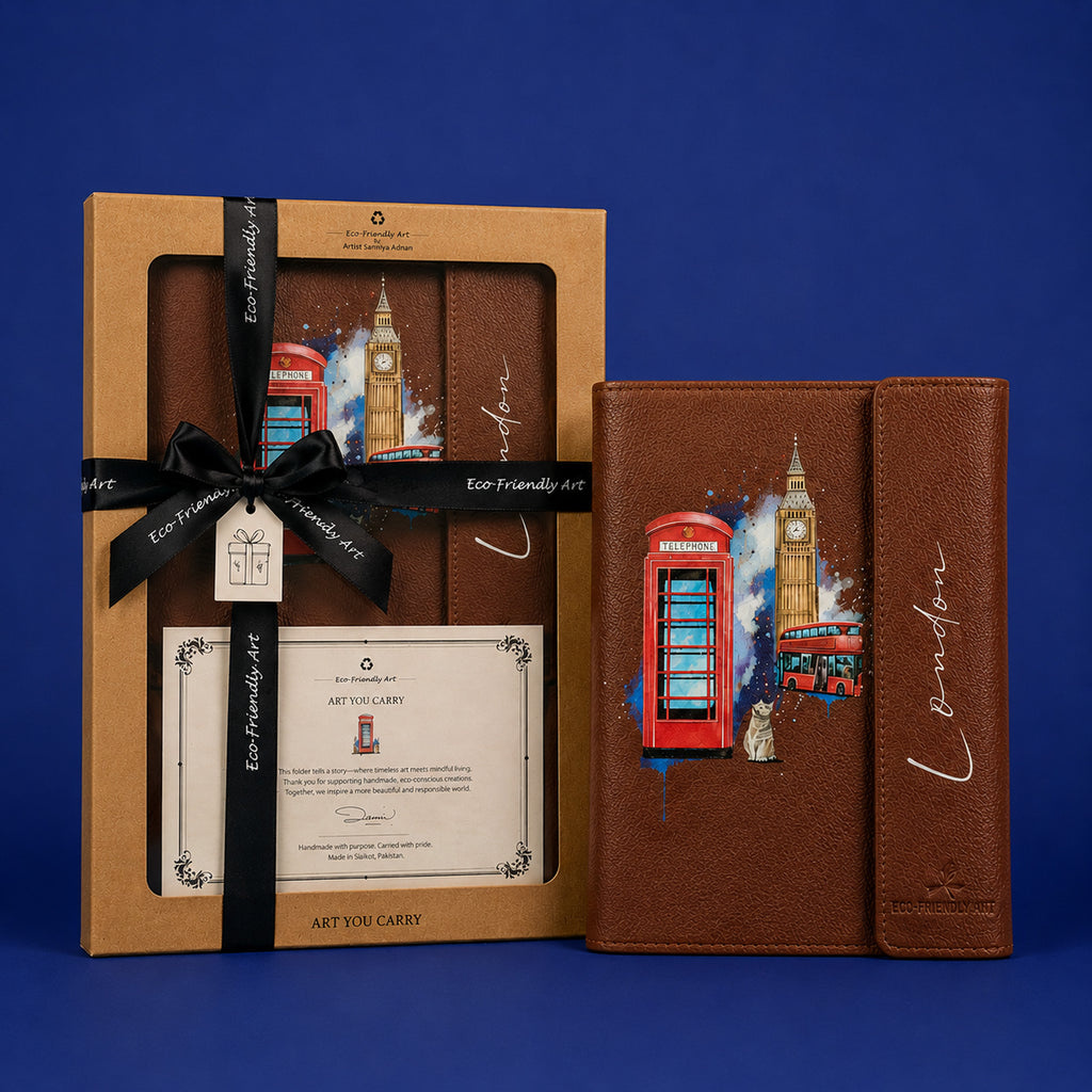 Hand-Painted Leather Folder – London