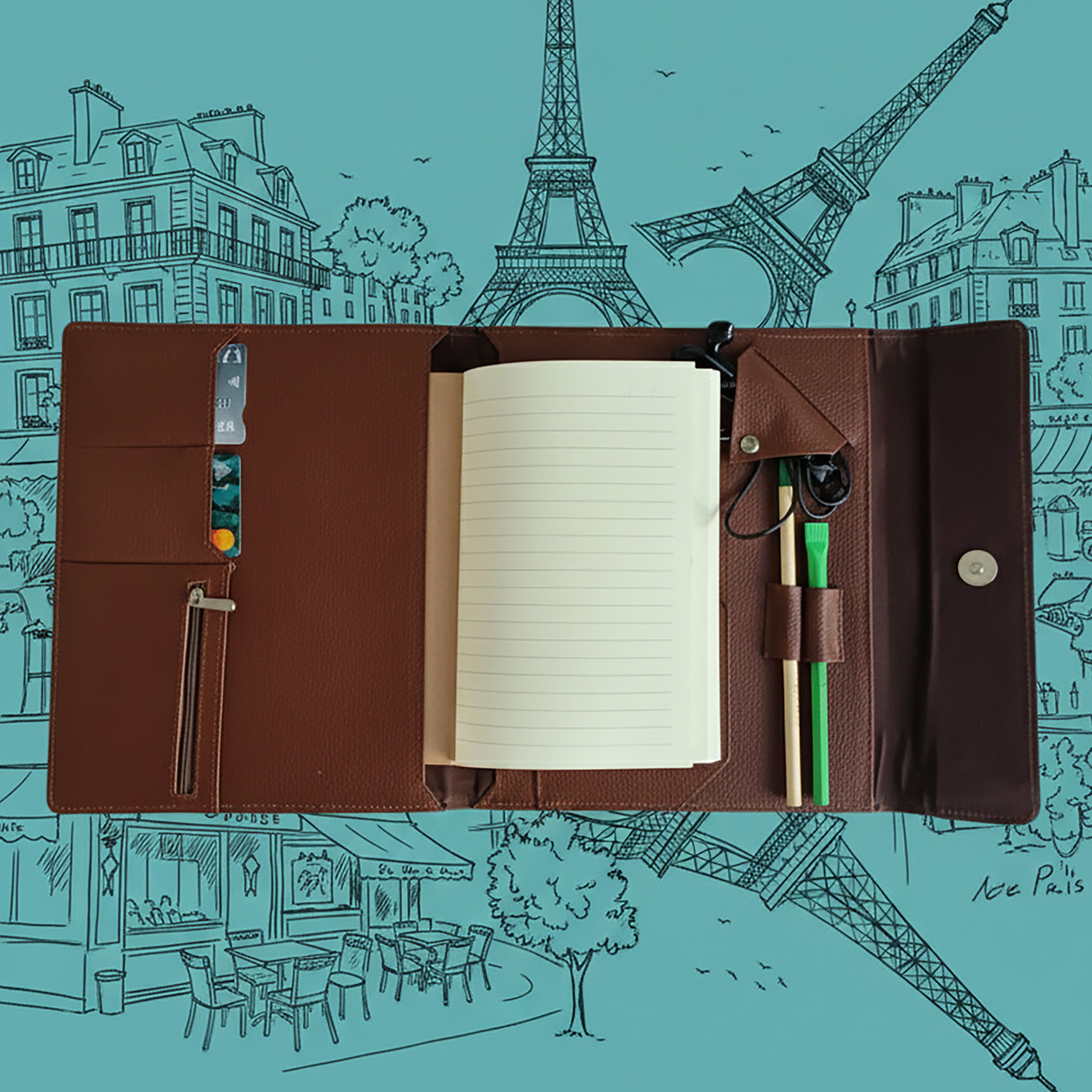 Hand-Painted Leather Folder – Paris