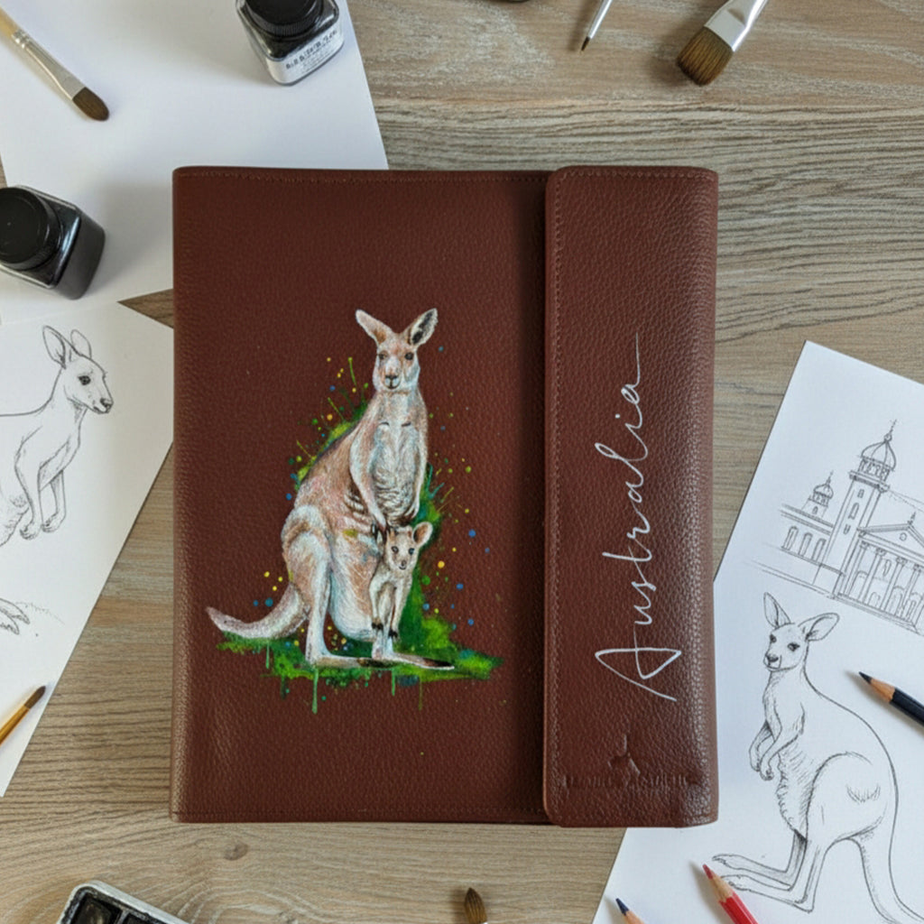 Hand-Painted Leather Folder – Australia