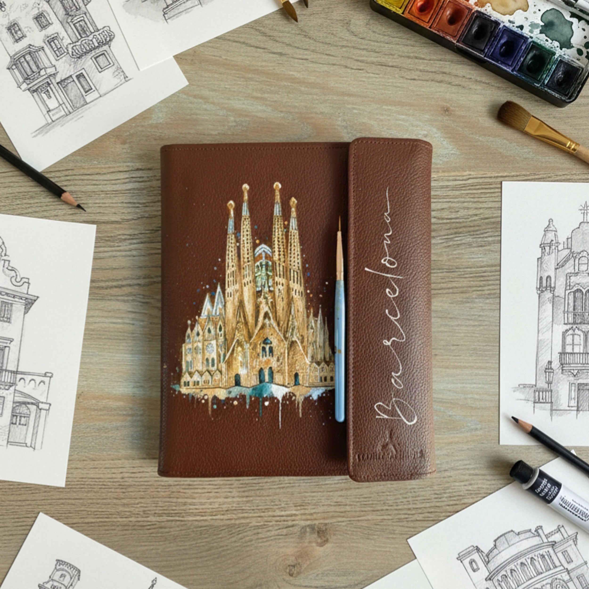 Hand-Painted Leather Folder – Spain