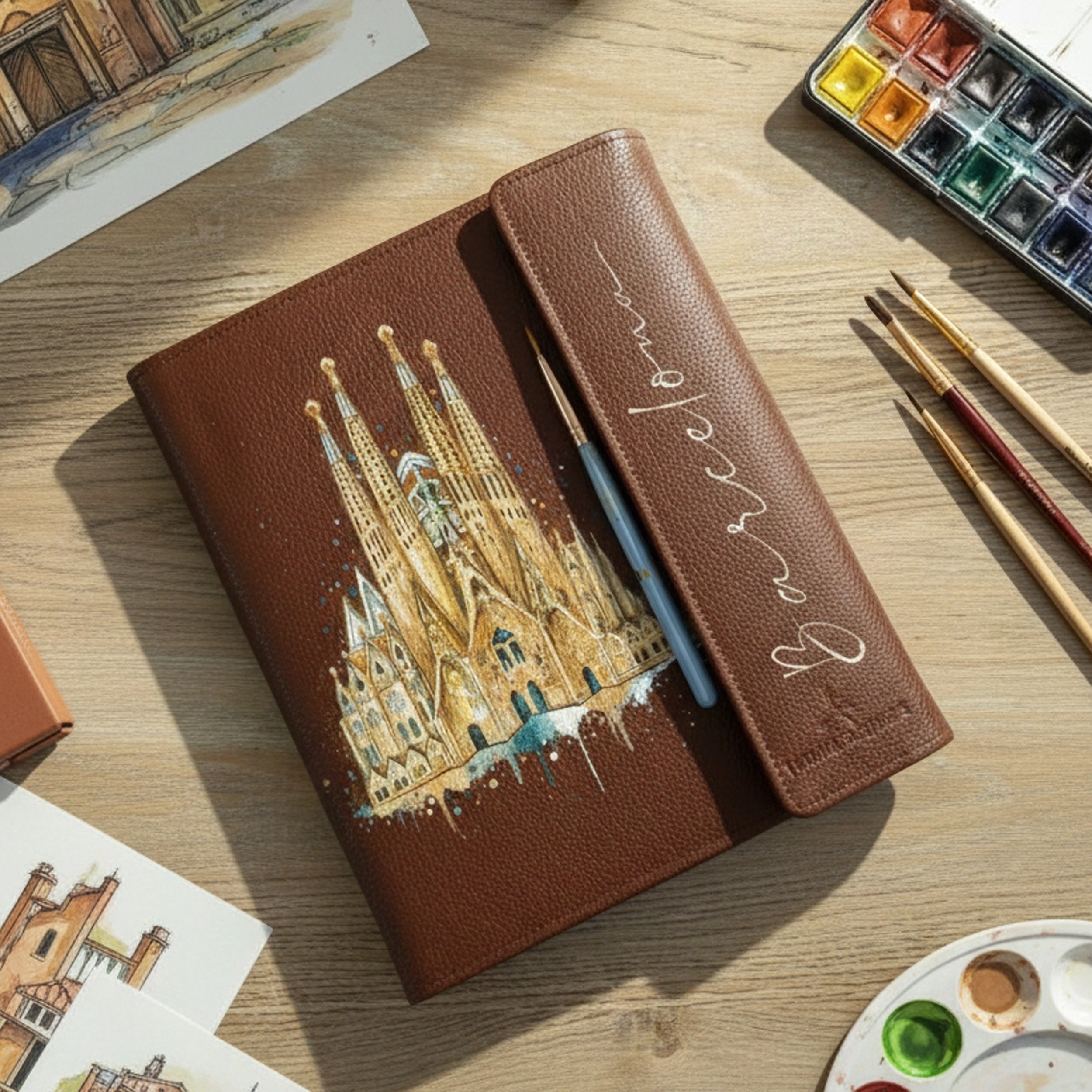 Hand-Painted Leather Folder – Spain