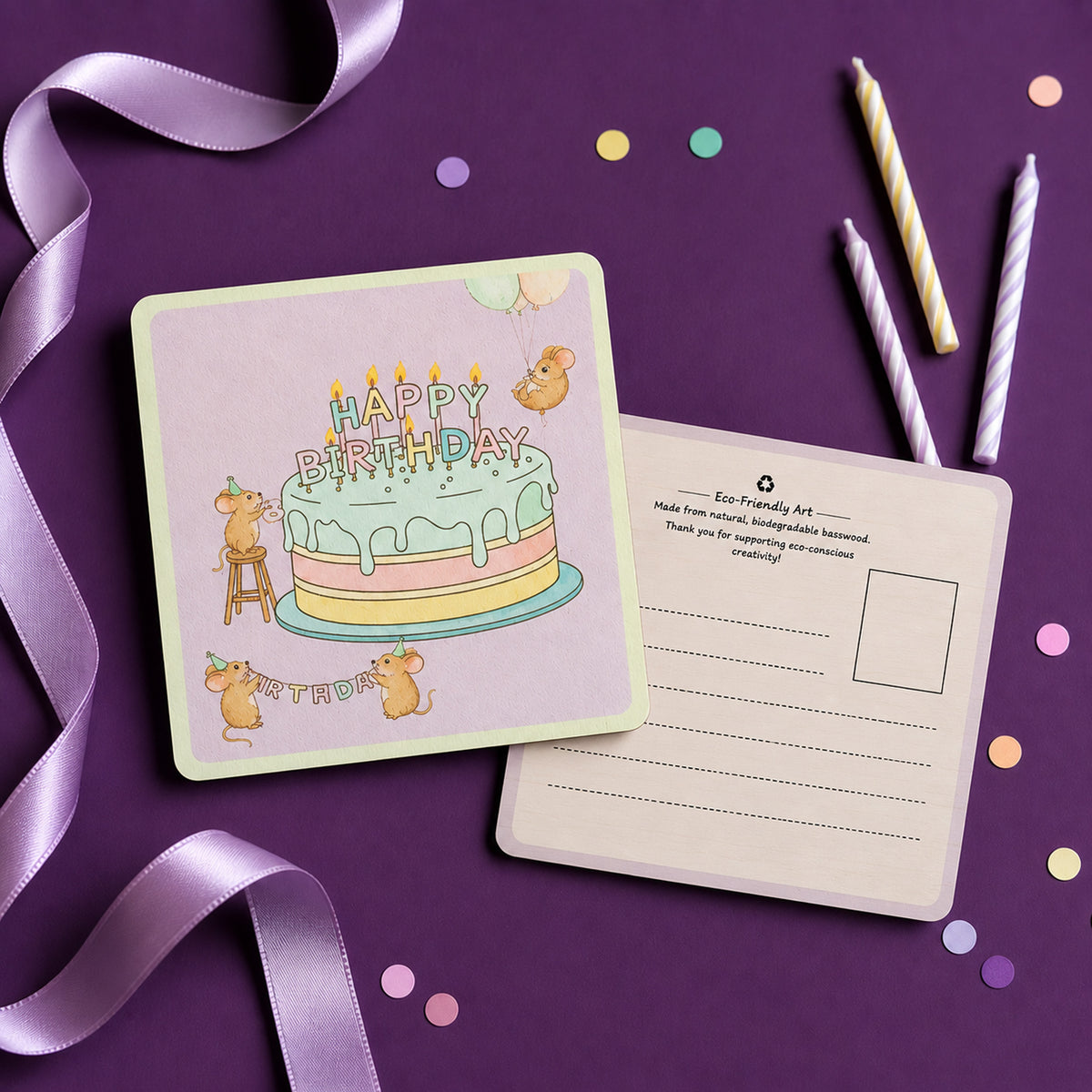 Happy Birthday – Wooden Postcard