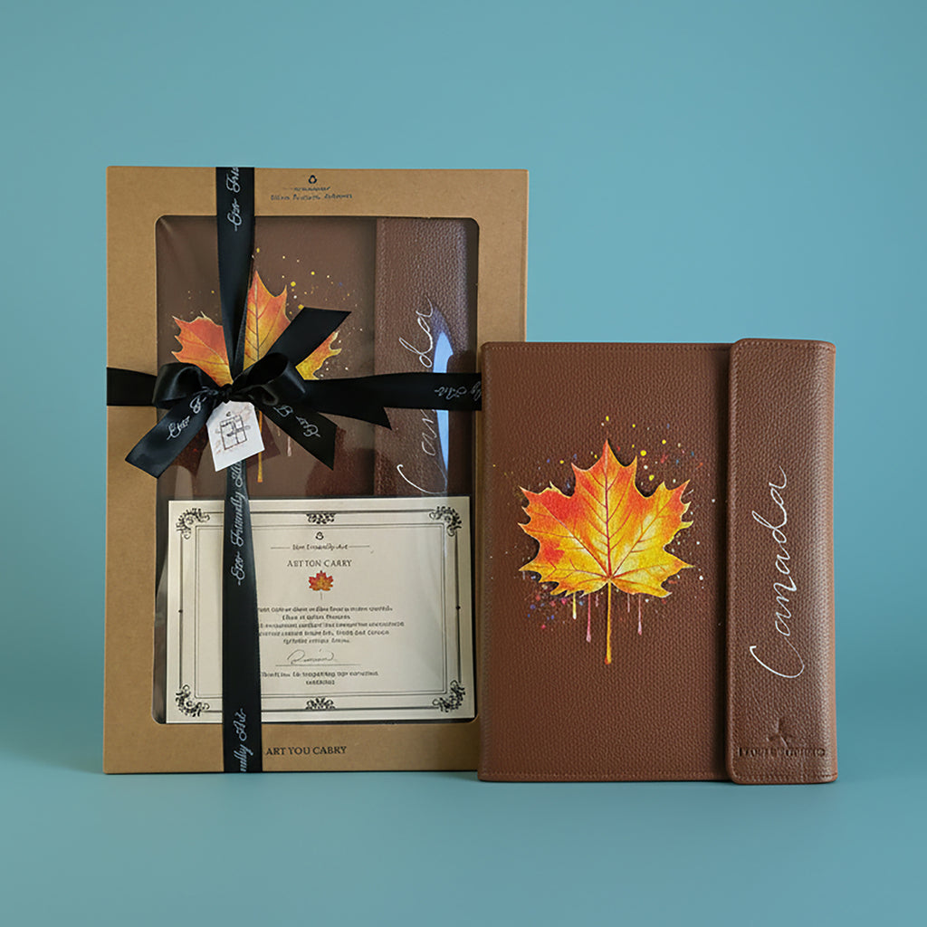 Hand-Painted Leather Folder – Canada