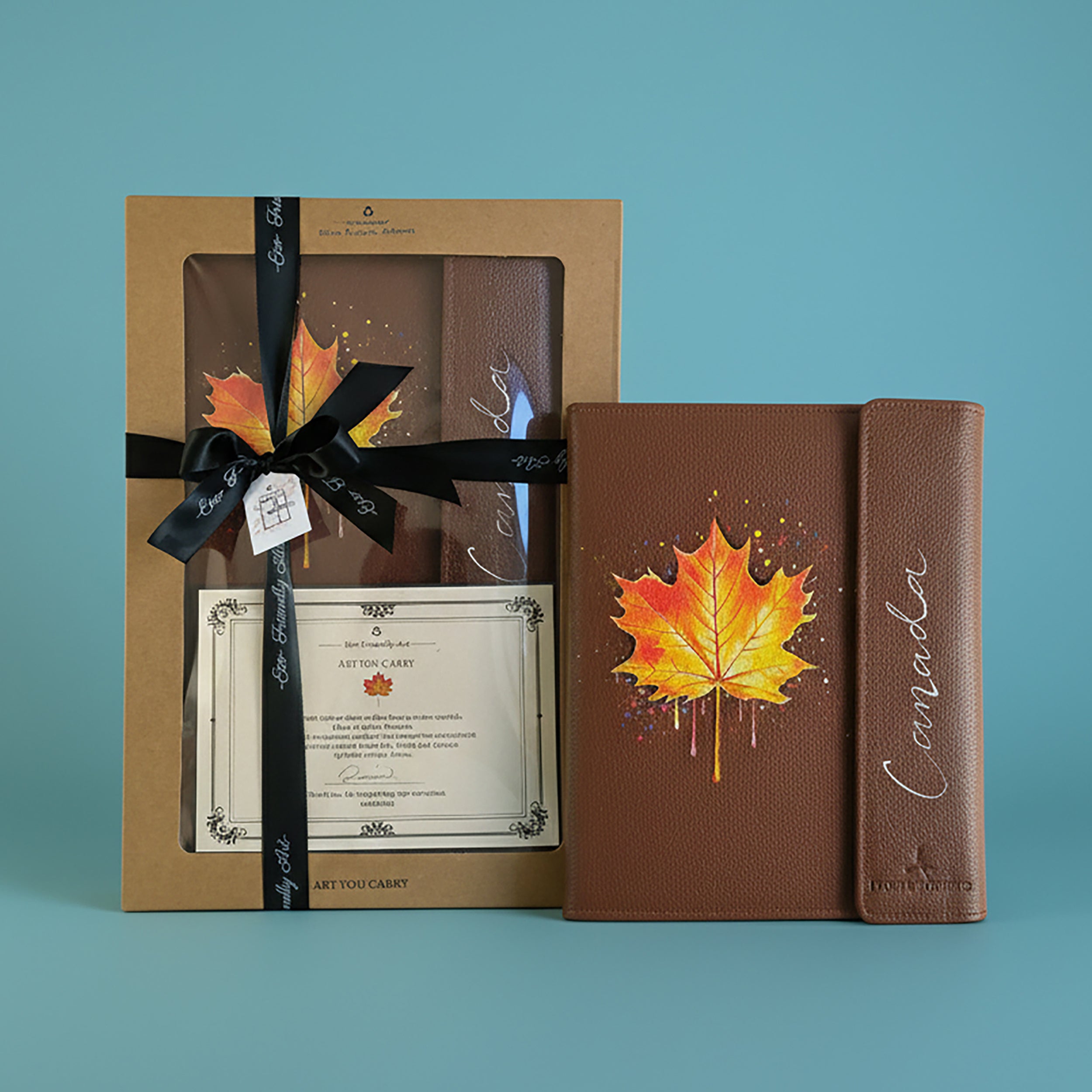 Hand-Painted Leather Folder – Canada