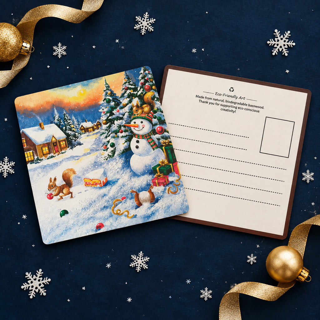 Christmas-Wooden Postcard