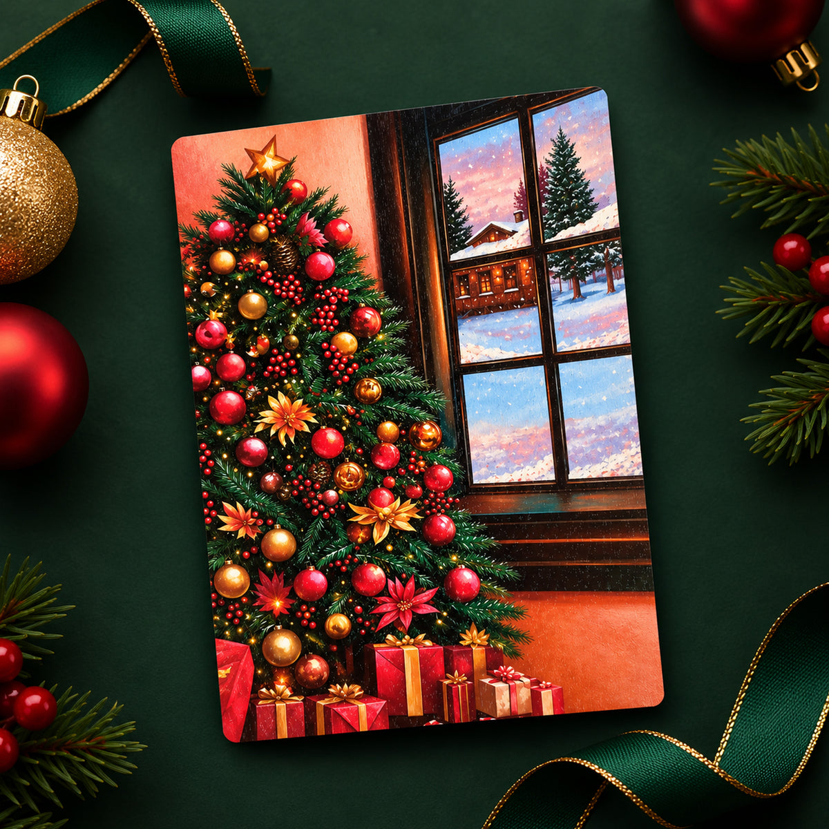 Merry Christmas – Handcrafted Wooden Postcard