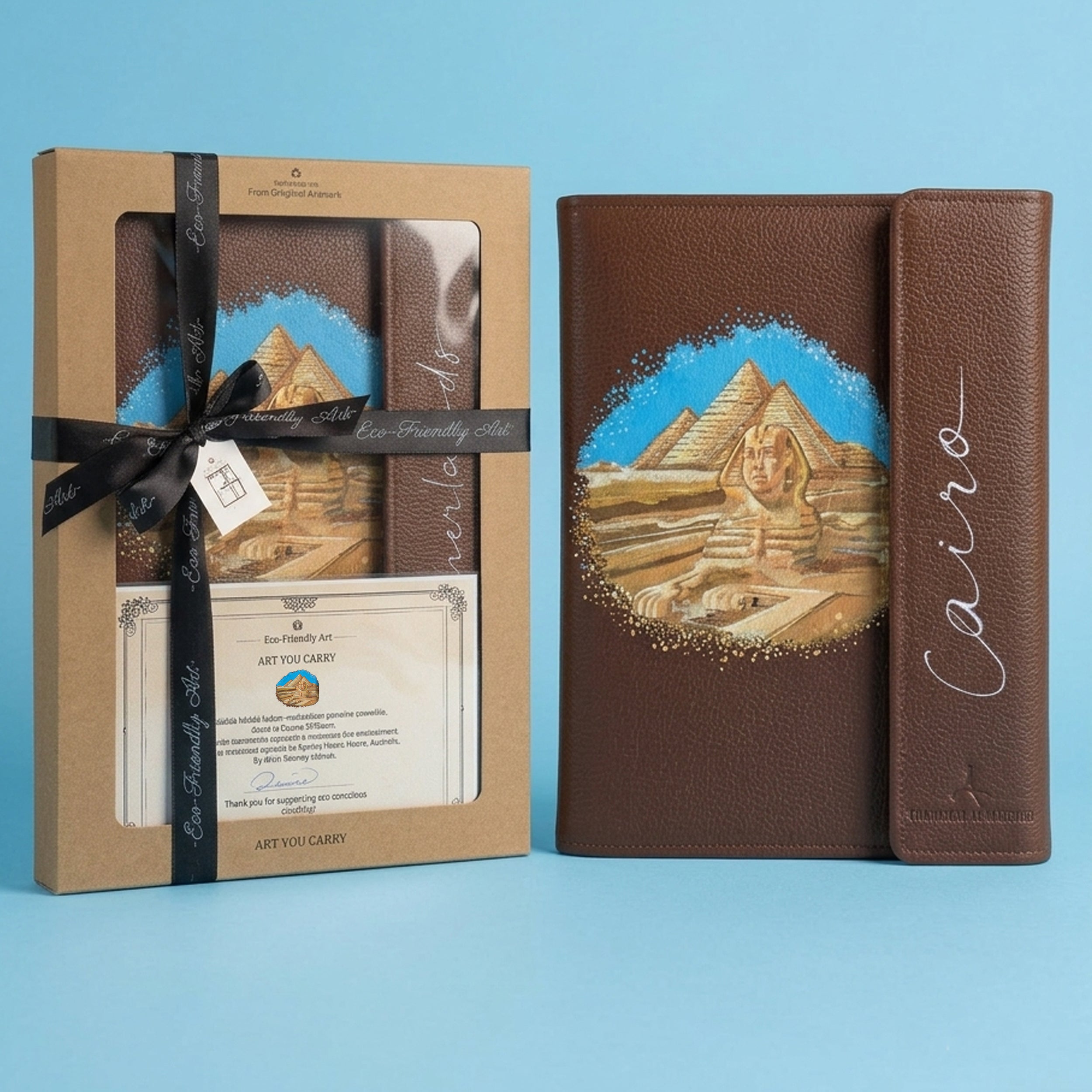 Hand-Painted Leather Folder – Egypt