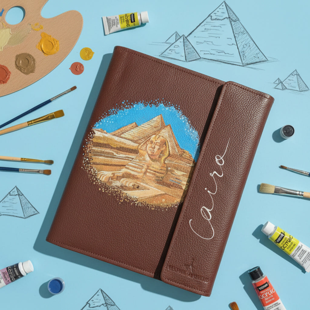 Hand-Painted Leather Folder – Egypt