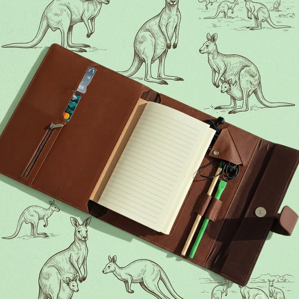 Hand-Painted Leather Folder – Australia