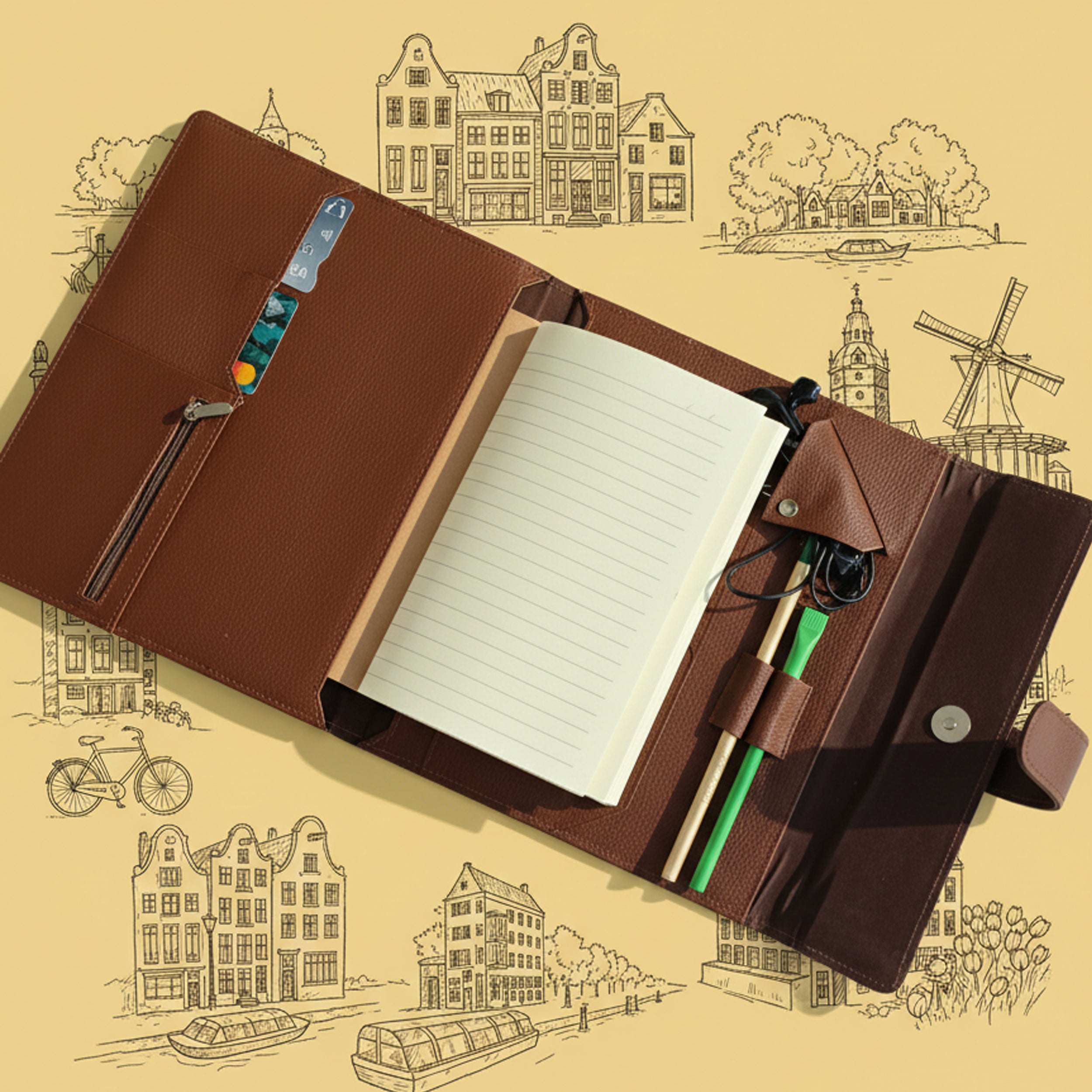 Hand-Painted Leather Folder – Netherlands