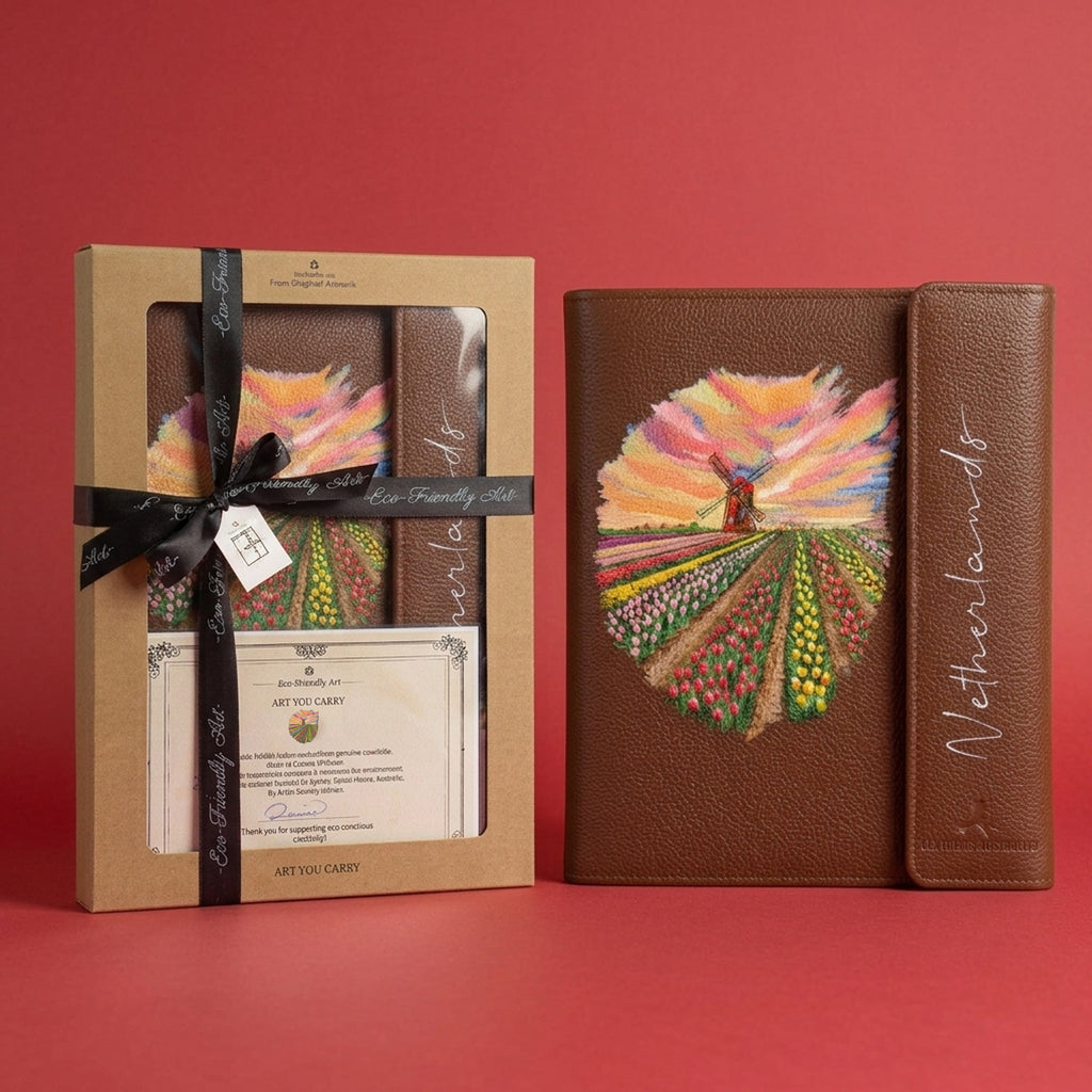 Hand-Painted Leather Folder – Netherlands