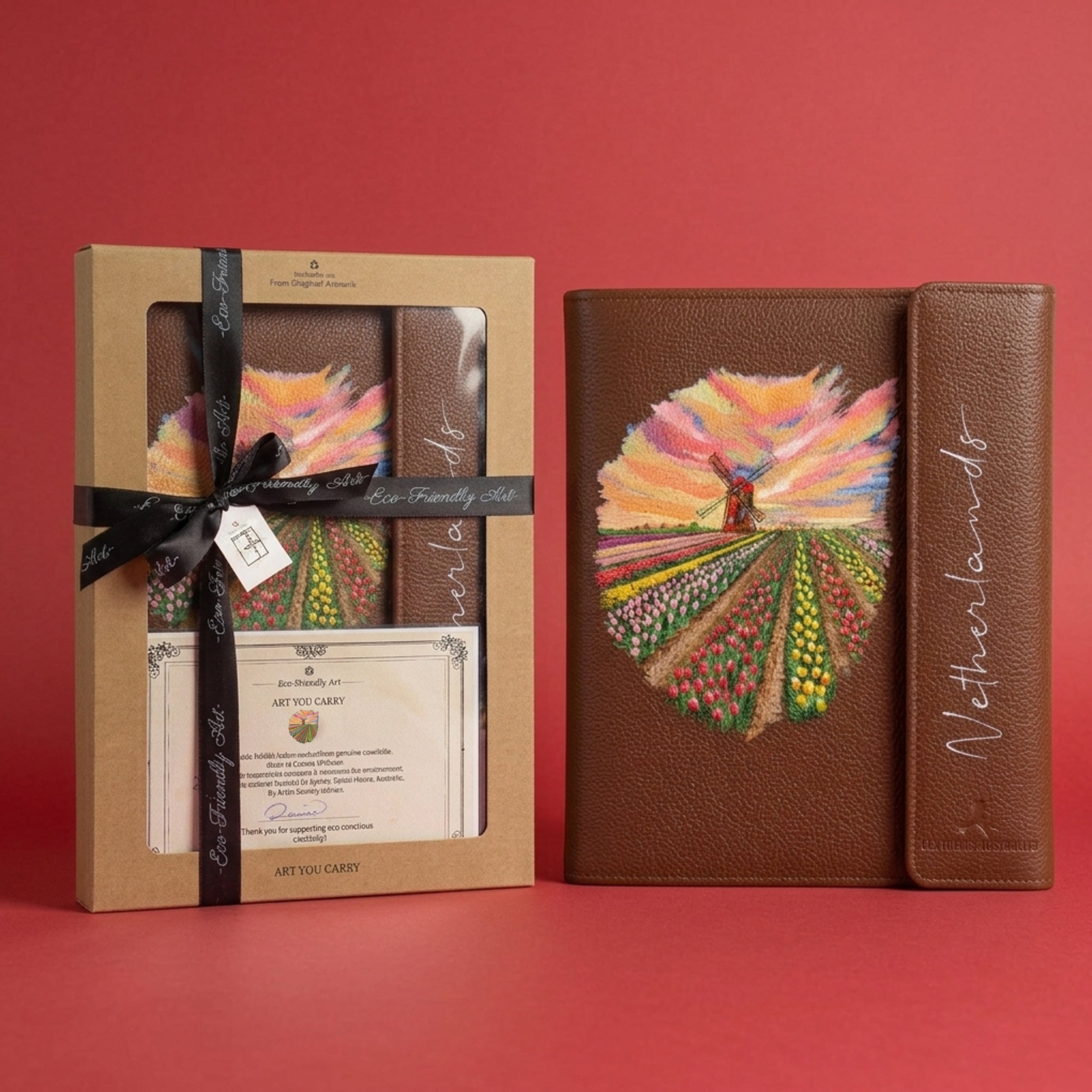 Hand-Painted Leather Folder – Netherlands