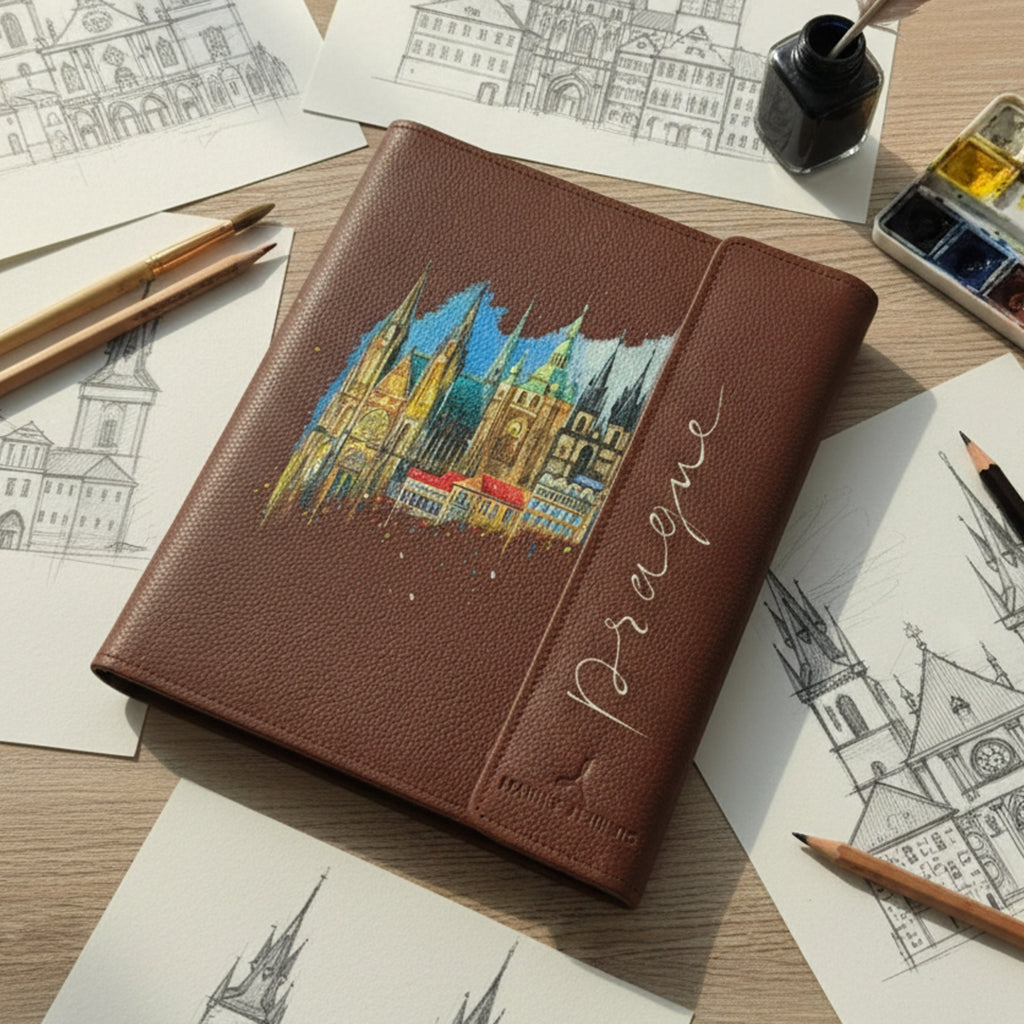 Hand-Painted Leather Folder – Prague