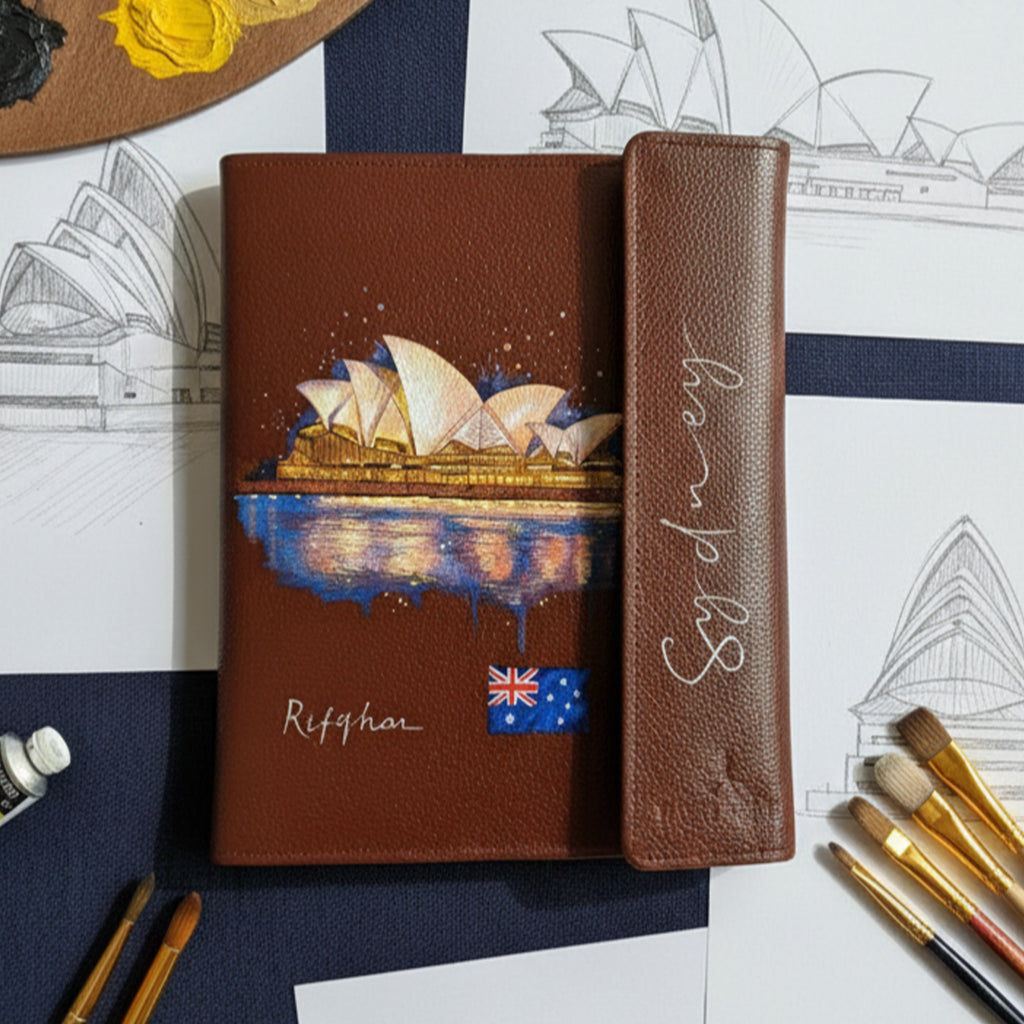 Hand-Painted Leather Folder – Sydney
