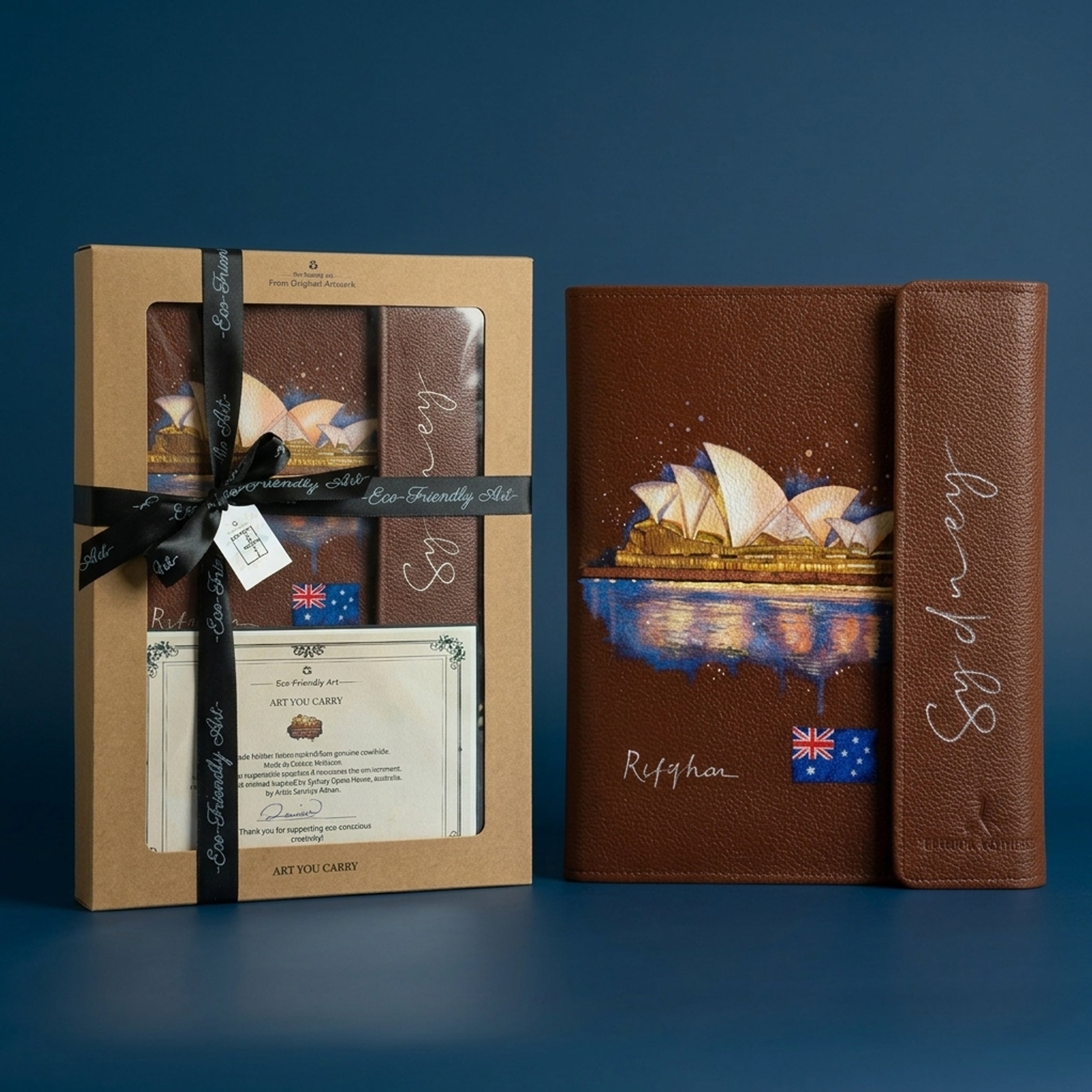 Hand-Painted Leather Folder – Sydney
